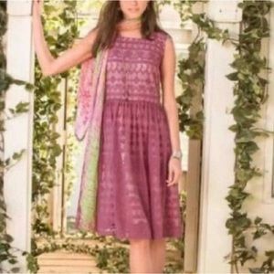 Sundance Heartbeat Lace Embroidered Pink Dress, Sz 8